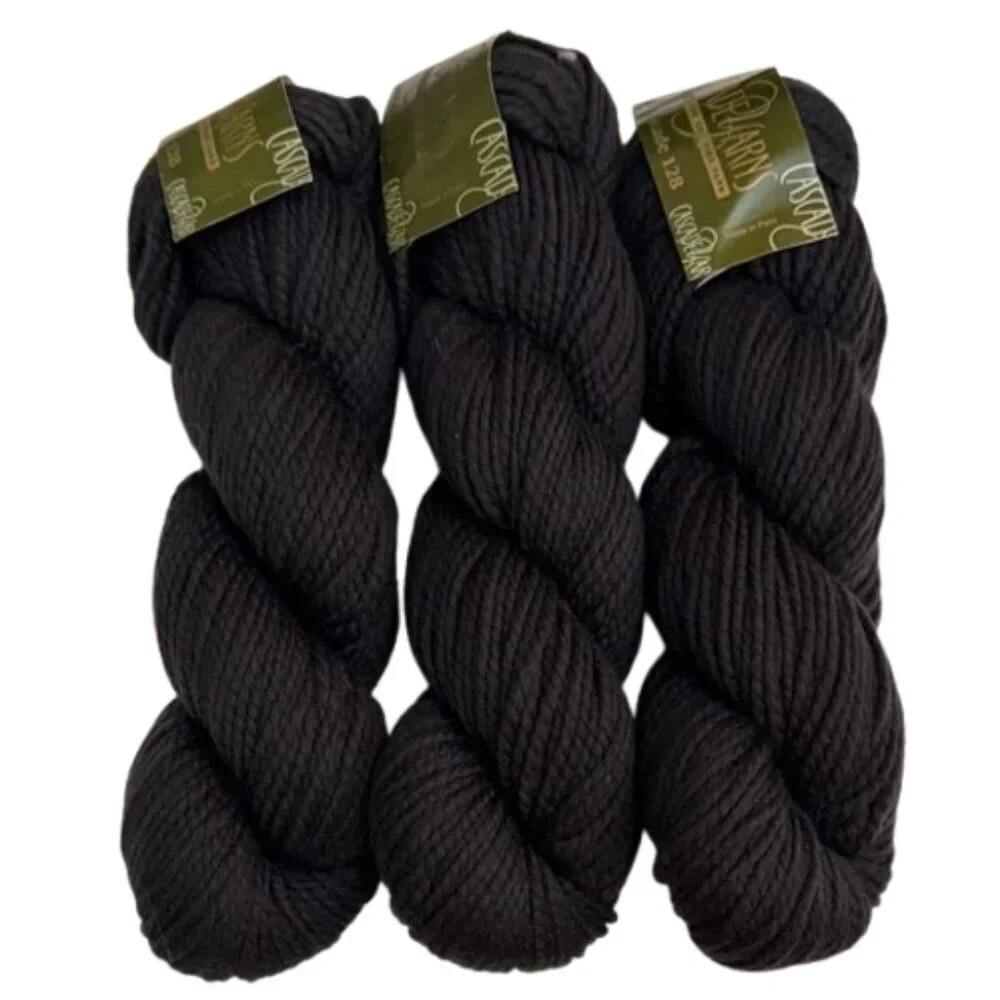 3 Skeins Cascade 128 Yarns Peruvian Highland Wool Black Yarn #400